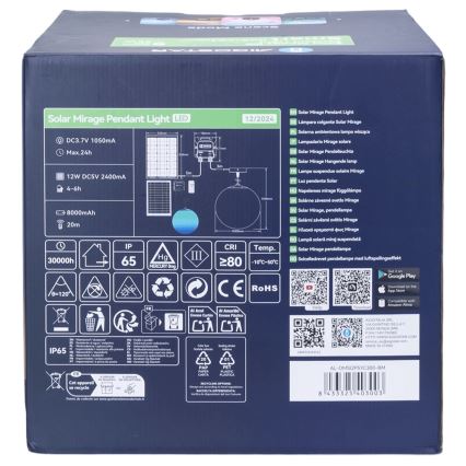 Aigostar - dimeriuojamas LED RGBW saulės šviestuvas MESH LED/5W/3,7V 8000 mAh 2700K-6500K IP65 skersmuo 30 cm