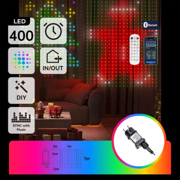 Aigostar - LED RGBY Dekoratyvinė girlianda 400xLED 1x1m IP44 + su nuotoliniu valdymu