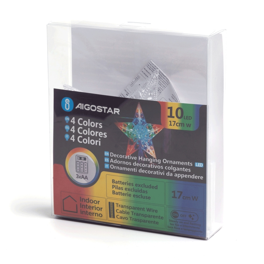 Aigostar - LED RGBY Kalėdinė žvaigždė 10xLED/3xAA