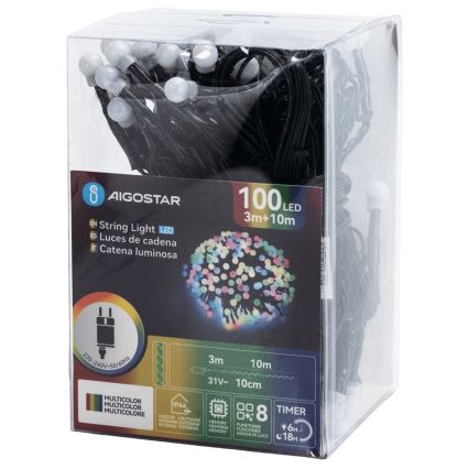 Aigostar - LED lauko dekoratyvinė girlianda 100xLED/8 funkcijų 10 m IP44 daugiaspalvė