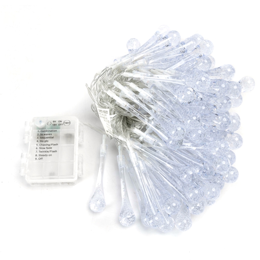 Aigostar - LED lauko kalėdinė girlianda 100xLED/8 režimai 3xAA 10m IP44 spalvoti lašeliai