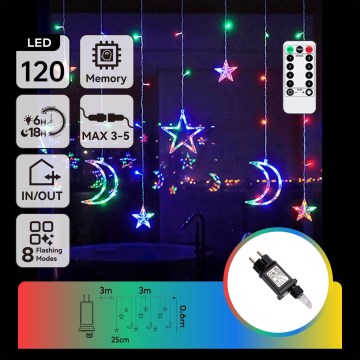 Aigostar - LED RGBY Lauko kalėdinė girlianda 120xLED/8 funkcijų 3x0,6m IP44 įvairiaspalvė + nuotolinis valdymas