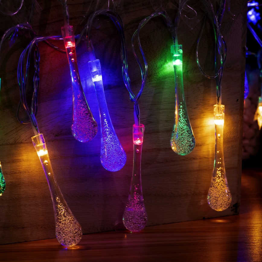 Aigostar - LED Lauko kalėdinė girlianda 25xLED/8 funkcijų 3xAA 2,5m IP44 daugiaspalviai lašeliai
