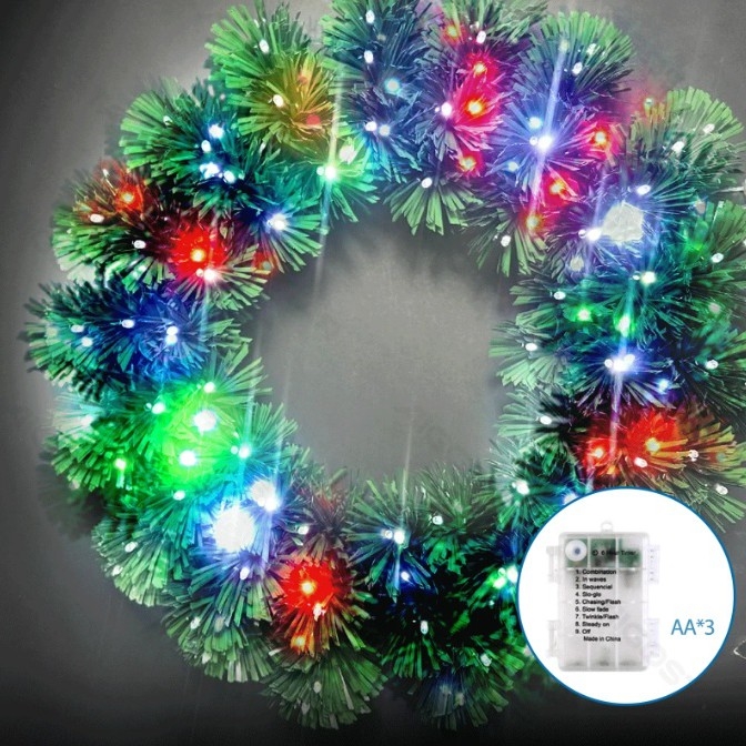 Aigostar - LED RGBY Lauko kalėdinis vainikas 72xLED/3xAA skersmuo 50 cm IP44