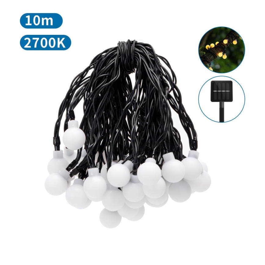 Aigostar - LED Saulės Dekoratyvinė girlianda 50xLED/8 funkcijos 12m IP65 800 mAh šilta balta