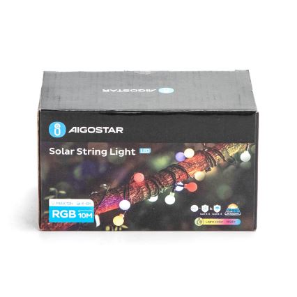 Aigostar - LED Saulės Dekoratyvinė girlianda 50xLED/8 funkcijos 12m IP65 800 mAh daugiaspalvis