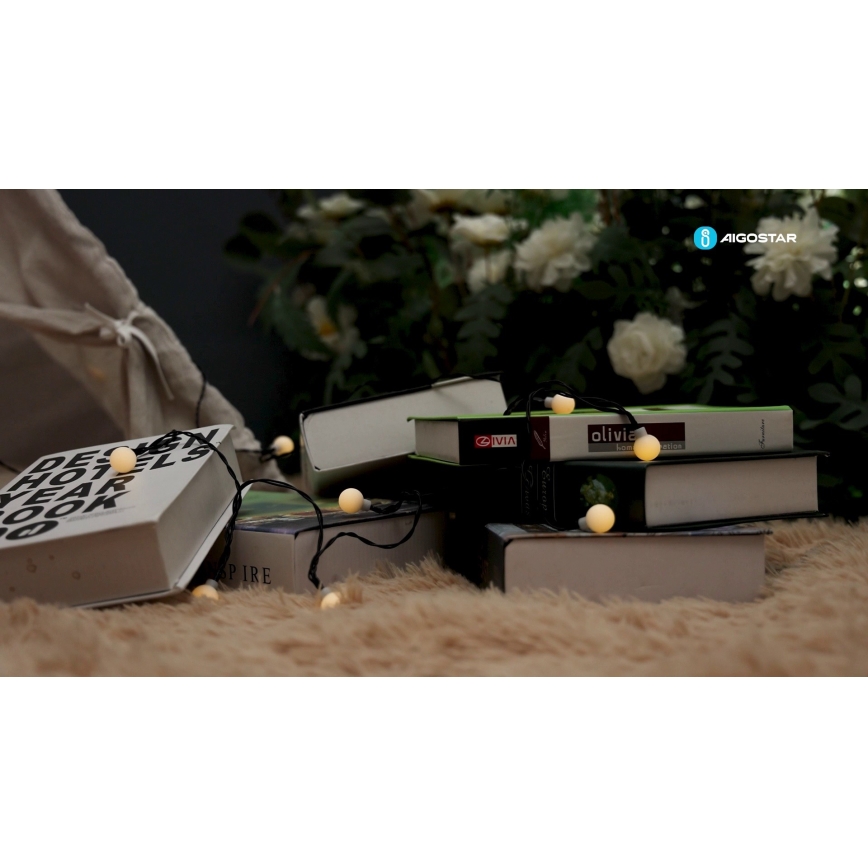 Aigostar - LED Saulės Dekoratyvinė girlianda 50xLED/8 funkcijos 12m IP65 800 mAh šilta balta