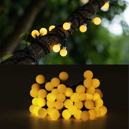 Aigostar - LED Saulės Dekoratyvinė girlianda 50xLED/8 funkcijos 12m IP65 800 mAh šilta balta