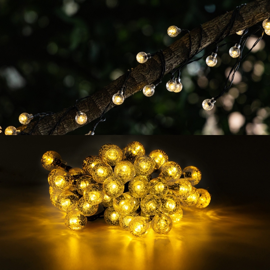 Aigostar - LED Saulės Dekoratyvinė girlianda 50xLED/8 funkcijos 12m IP65 800 mAh šilta balta