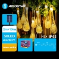Aigostar - LED Saulės dekoratyvinė girlianda 50xLED/8 funkcijos 12m IP65 šilta balta