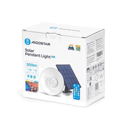 Aigostar - LED Saulės šviestuvas su reguliuojamu šviesos srautu ant girliandos LED/3,2V 3000K/4000K/6500K 5000 mAh IP65 + nuotolinio valdymo pultas