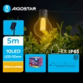Aigostar - LED Saulės energijos dekoratyvinė girlianda 10xLED/8 funkcijos 5,5m IP65 šiltai balta