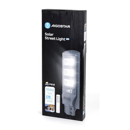 Aigostar - LED saulės energijos gatvės lempa su judesio ir prieblandos jutikliu LED/150W/3,2V 15000mAh IP65 6500K + nuotolinio valdymo pultas