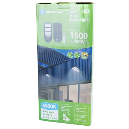Aigostar - LED Saulės energijos gatvės lempa su jutikliu LED/150W/3,2V 8000mAh IP65 6500K + nuotolinio valdymo pultas