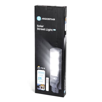 Aigostar - LED Saulės energijos gatvės lempa su jutikliu LED/200W/3,2V 20000mAh IP65 6500K + nuotolinio valdymo pultas