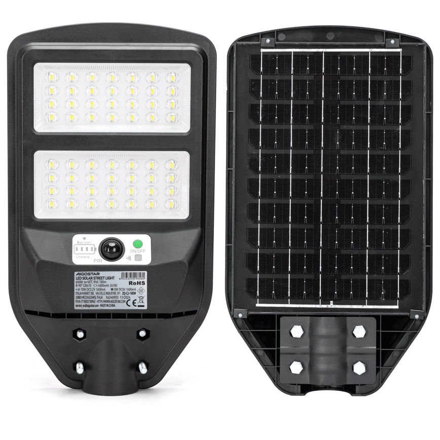 Aigostar - LED Saulės energijos gatvės lempa su jutikliu LED/70W/3,2V 4000mAh IP65 6500K + nuotolinio valdymo pultas