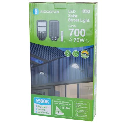 Aigostar - LED Saulės energijos gatvės lempa su jutikliu LED/70W/3,2V 4000mAh IP65 6500K + nuotolinio valdymo pultas