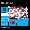 Aigostar - LED saulės energijos kalėdinė girlianda 100xLED/8 funkcijų 12m IP65 800 mAh šaltai balta