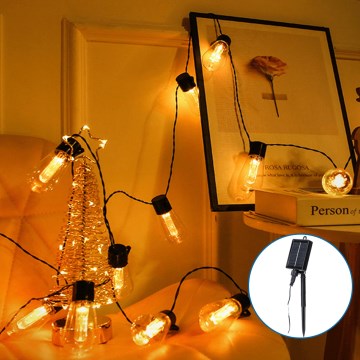 Aigostar - LED Saulės energijos kalėdinė girlianda 10xLED/6,5m IP65 šilta balta