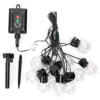 Aigostar - LED Saulės energijos kalėdinė girlianda 10xLED/8 funkcijos 6,5m IP65 šilta balta