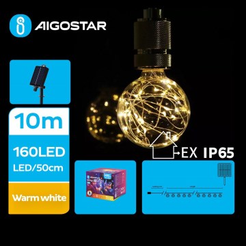 Aigostar - LED Saulės energijos kalėdinė girlianda 20xLED/8 funkcijos 11,5m IP65 šilta balta