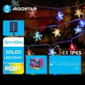 Aigostar - LED Saulės energijos kalėdinė girlianda 50xLED/8 funkcijos 12m IP65 daugiaspalvis