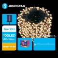 Aigostar - LED Saulės energijos kalėdinė grandinėlė 100xLED/8 funkcijos 12m IP65 šilta balta 800 mAh