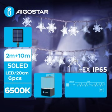 Aigostar - LED Saulės energijos kalėdinė grandinėlė 50xLED/8 funkcijos 12m IP65 800 mAh šalta balta