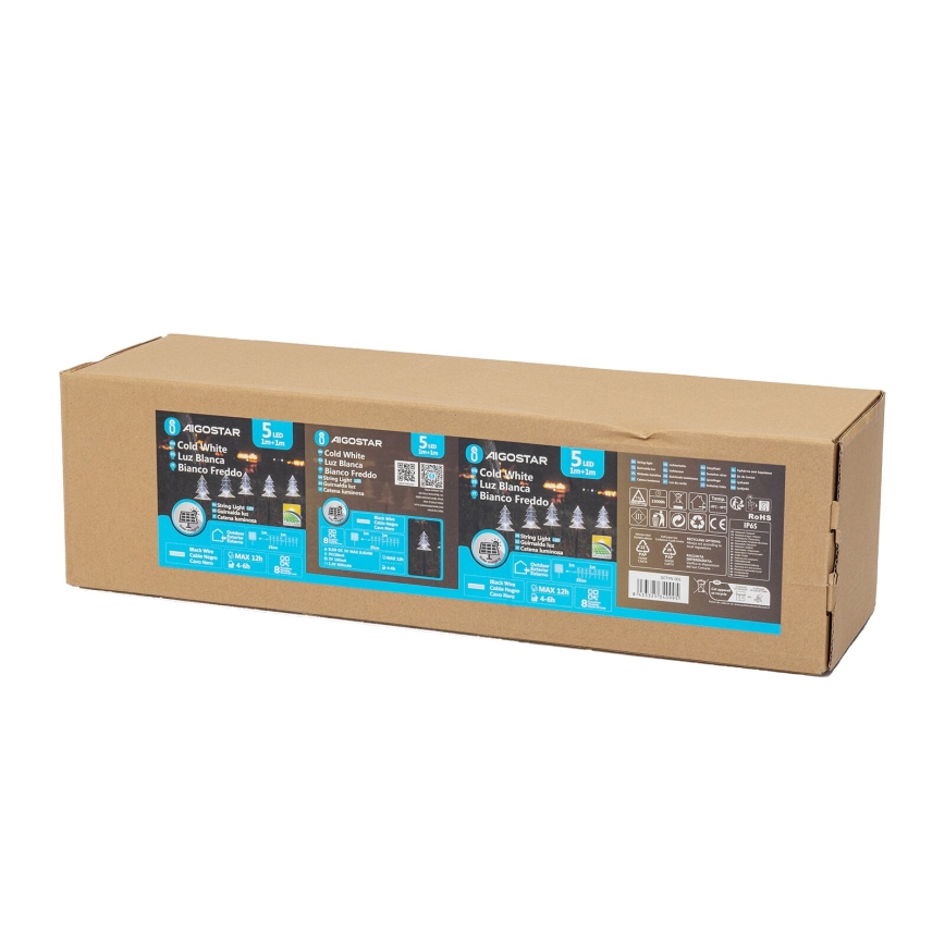 Aigostar - LED Saulės energijos Kalėdinis šviestuvas LED/0,054W/1,2V 1m IP65 šalta balta