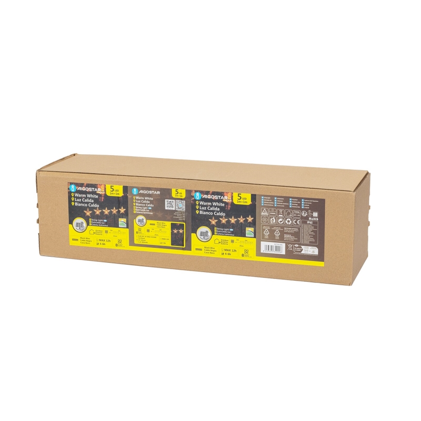 Aigostar - LED Saulės energijos Kalėdinis šviestuvas LED/0,054W/1,2V 1m IP65 šilta balta