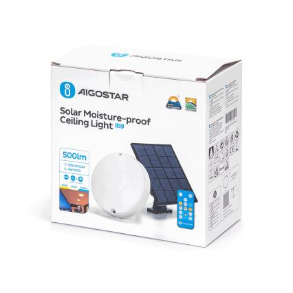 Aigostar - LED  Pritemdomas senergijos lubinis šviestuvas  LED/3,2V 3000K/4000K/6500K IP65 + nuotolinio valdymo pultas