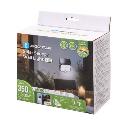 Aigostar - LED Saulės energijos šviestuvas su judesio jutikliu LED/2,4W/3,7V IP65