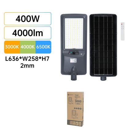 Aigostar - LED saulės gatvės šviestuvas su jutikliu LED/400W/3,2V 4800mAh + nuotolinis valdymas