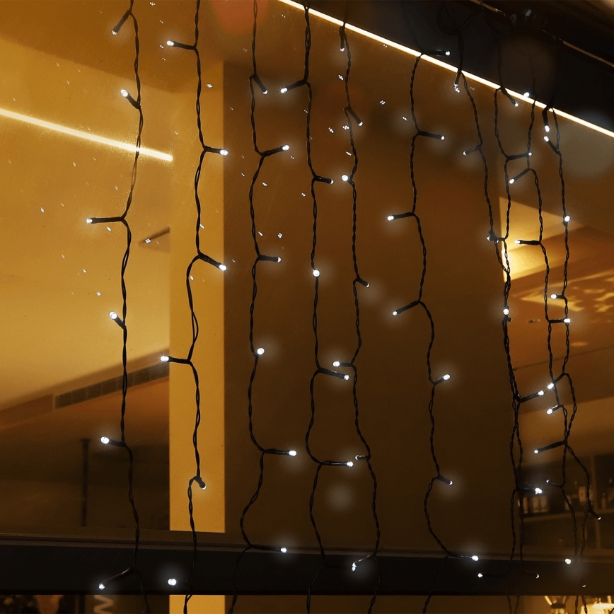 Aigostar - LED saulės girlianda 100 LED / 8 režimų, 4×1 m, 800 mAh, IP65, šaltai balta