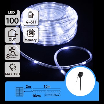 Aigostar - LED saulės girlianda 100xLED/8 funkcijų 12 m IP65 šaltai balta 800 mAh