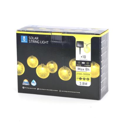 Aigostar - LED saulės girlianda 10xLED/3,8m IP44 600 mAh šiltai balta