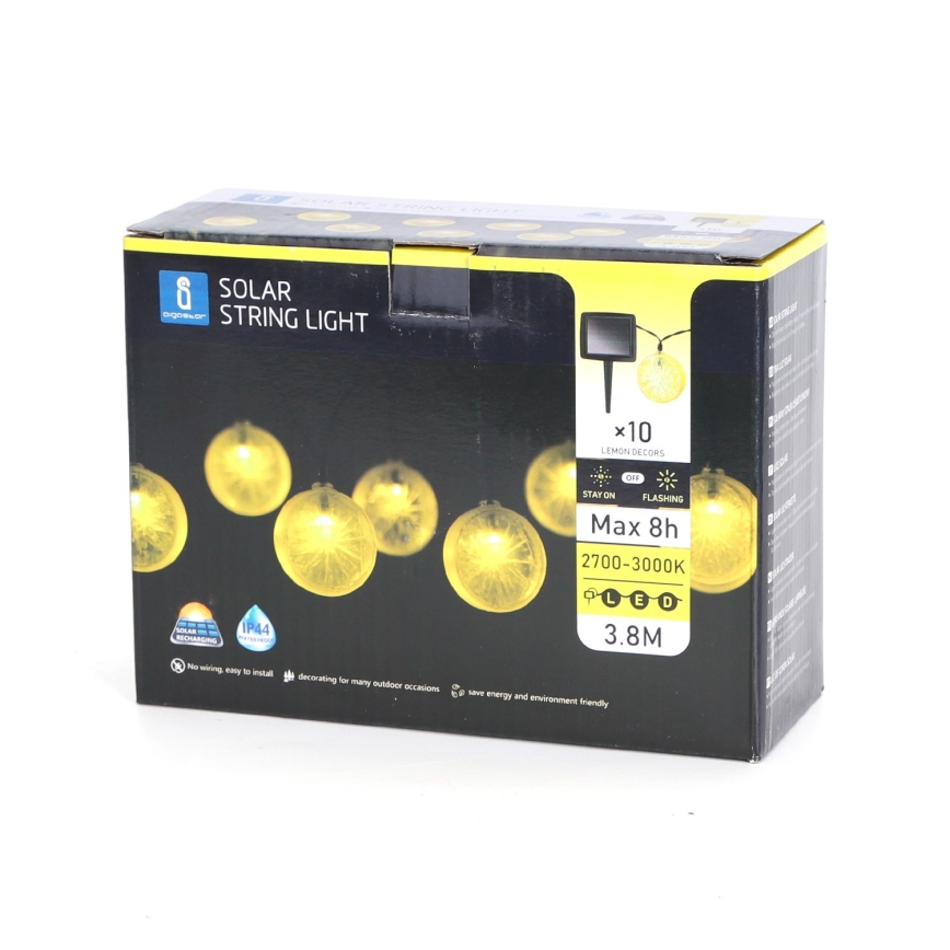 Aigostar - LED saulės girlianda 10xLED/3,8m IP44 600 mAh šiltai balta