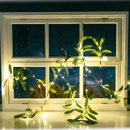 Aigostar - LED Saulės girlianda 60xLED/4m IP65 300 mAh šiltai balta alyvuogių spalva