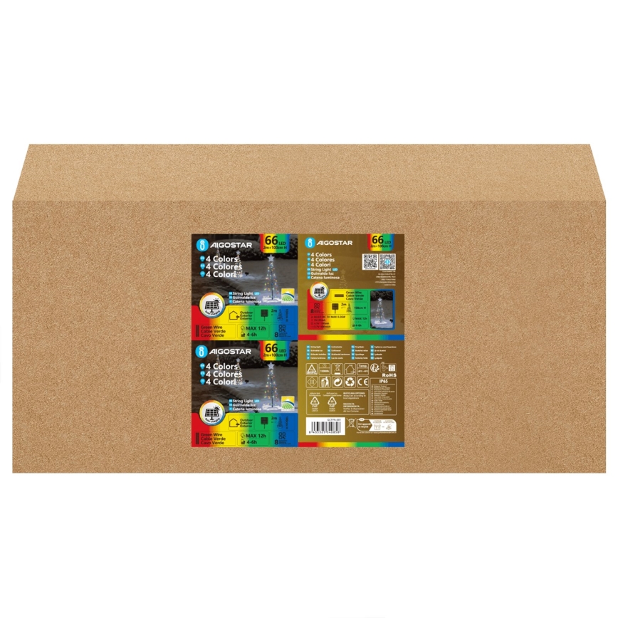 Aigostar - LED saulės kalėdinė dekoracija LED/0,59W/3,7V 100 cm IP65 130 mAh daugiaspalvė