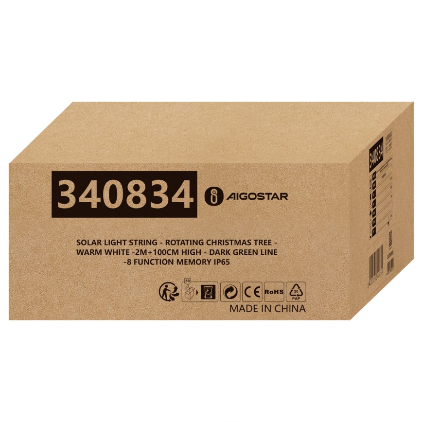 Aigostar - LED saulės kalėdinė dekoracija LED/0,59W/3,7V 100 cm IP65 130 mAh šiltai balta