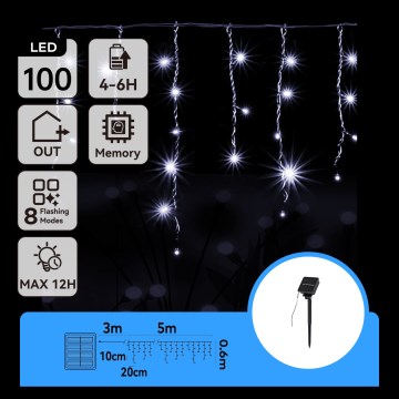 Aigostar - LED saulės kalėdinė girlianda 100xLED/8 funkcijų 8x0,6m 500 mAh IP65 šaltai balta