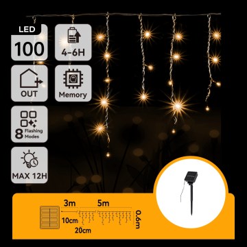 Aigostar - LED saulės kalėdinė girlianda 100xLED/8 funkcijų 8x0,6m 800 mAh IP65 šiltai balta