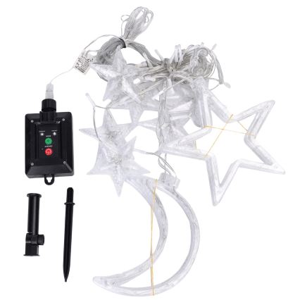 Aigostar - Saulės energija varoma LED kalėdinė girlianda 120xLED/8 funkcijų 3x0,6m 500 mAh IP65 šaltai balta