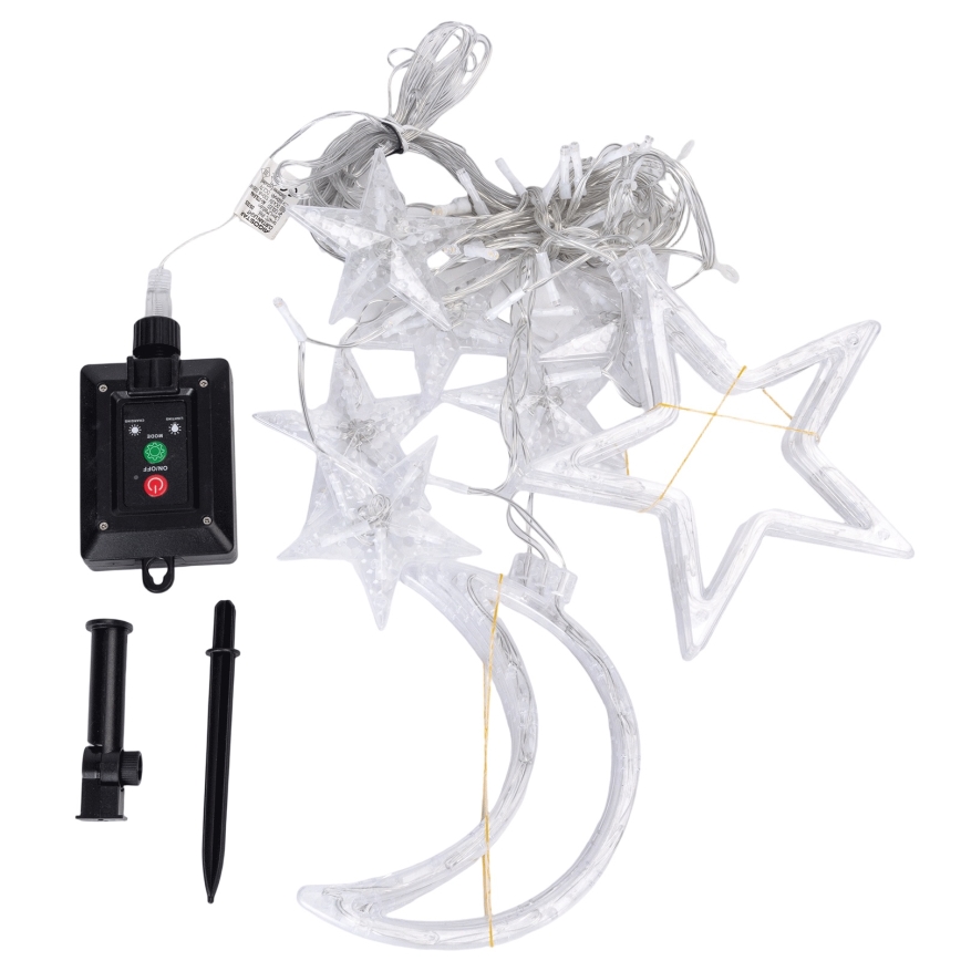 Aigostar - Saulės energija varoma LED kalėdinė girlianda 120xLED/8 funkcijų 3x0,6m 500 mAh IP65 šaltai balta