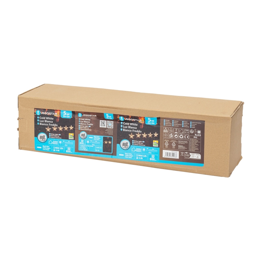 Aigostar - LED Saulės Kalėdos šviestuvas LED/0,054W/1,2V 1m IP65 800 mAh šalta balta