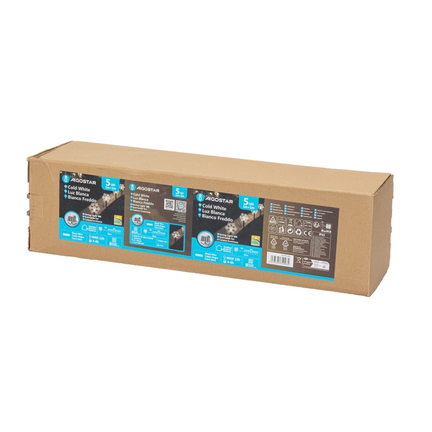 Aigostar - LED Saulės Kalėdos šviestuvas LED/0,054W/1,2V 1m 800 mAh IP65 šalta balta