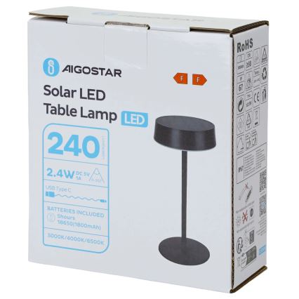Aigostar - LED saulės lampa LED/2,4W/5V IP44 1800 mAh