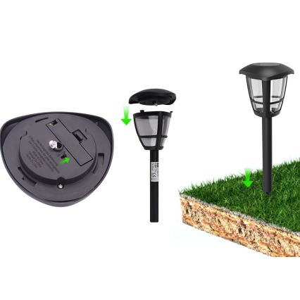 Aigostar - LED Saulės lempa LED/0,06W/2V 100 mAh 33,8 cm 6500K IP44 juoda