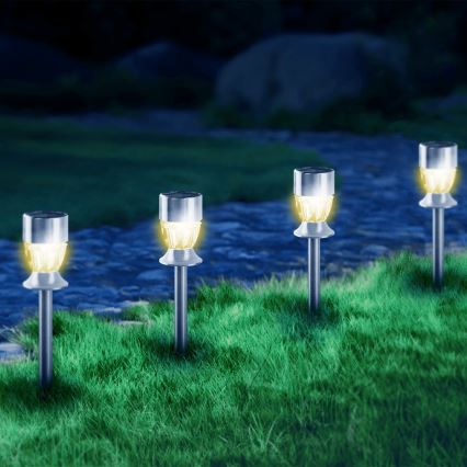 Aigostar - LED saulės lempa LED/1,2 lm/1,2V 35,5cm matinis chromas 2700K IP44 100 mAh