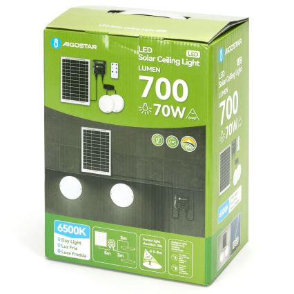 Aigostar - LED saulės lubinis šviestuvas su jutikliu 2xLED/35W/3,7V 6000 mAh IP65 + nuotolinis valdymas